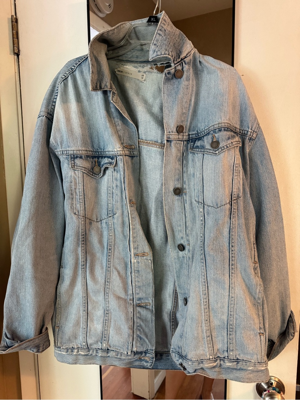 Light Wash Oversized Distressed Denim Jacket